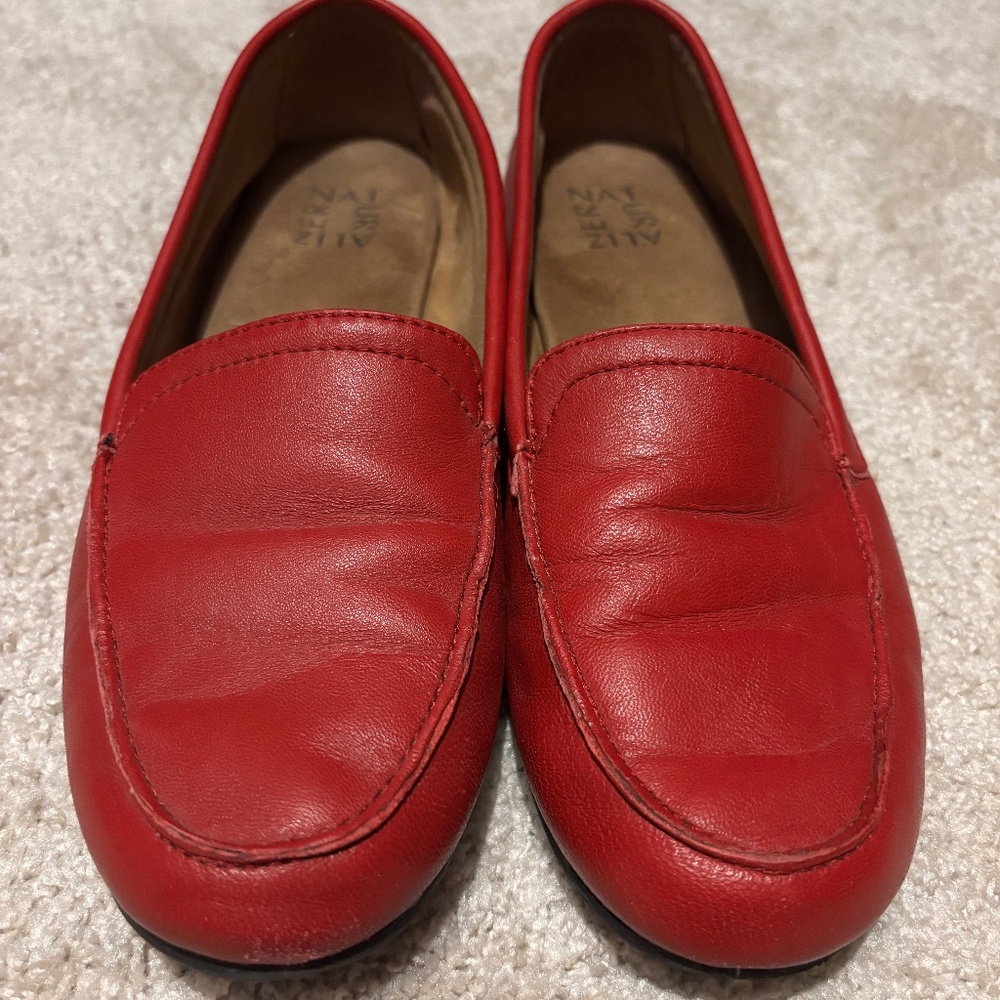 Naturalizer Red Leather Slip-On Loafers